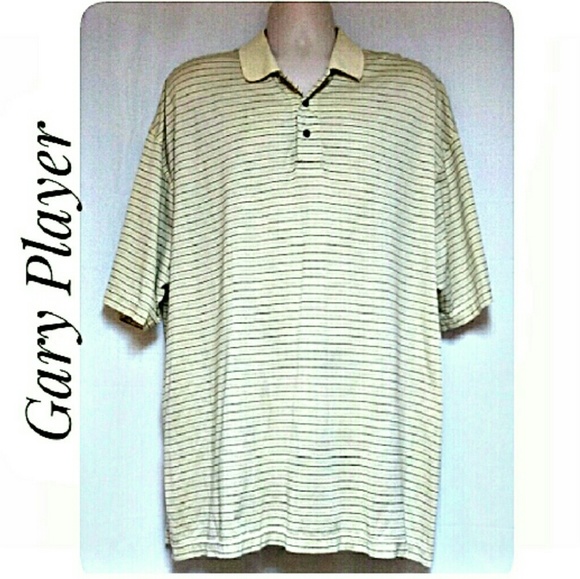 Gary Player Other - Men's Polo Shirt Pale Yellow with Stripes Size 1X Gary Player Other - Men's Polo Shirt Pale Yellow with Stripes Size 1X